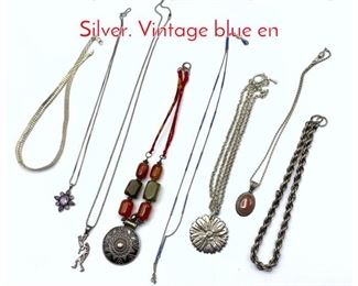Lot 255 8pc Vintage Jewelry. Sterling Silver. Vintage blue en