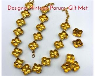 Lot 258 5pc OSCAR de la RENTA Designer Vintage Parure. Gilt Met