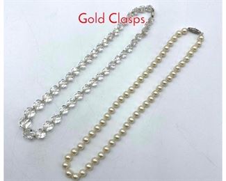 Lot 261 2pc Pearl Necklaces with 14K Gold Clasps.