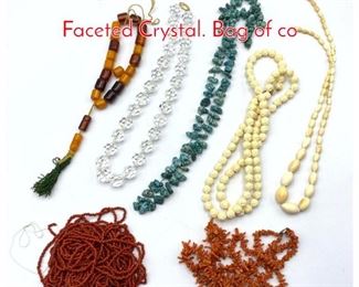 Lot 262 7pc Beaded Necklaces. Coral. Faceted Crystal. Bag of co