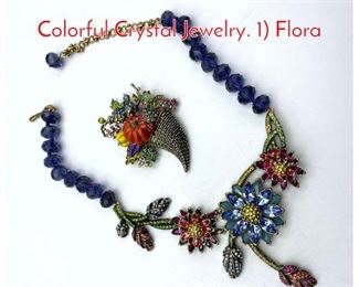 Lot 263 2pc HEIDI DAUS Large Colorful Crystal Jewelry. 1 Flora