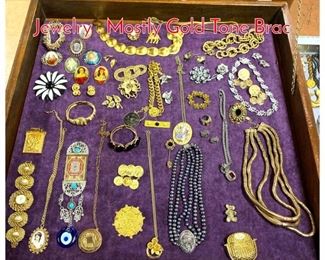 Lot 267 LOT C Large Lot Costume Jewelry . Mostly Gold Tone Brac