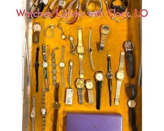 Lot 283 LOT T Large Lot Vintage Watches. Lighter with Clock. LO