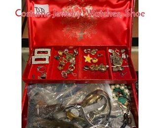 Lot 293 Jewelry Box Lot DD Mixed Costume Jewelry. Watches, Shoe