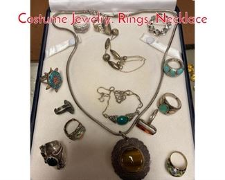 Lot 294 Lot EE 14pcs Sterling Costume Jewelry. Rings, Necklace