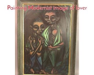 Lot 296 Jacques DUNHAM Signed Painting Modernist image of lover