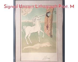 Lot 307 SALVADOR DALI Pencil Signed Unicorn Lithograph Print. M