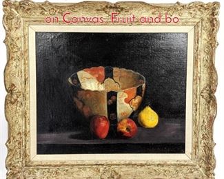 Lot 325 Signed Rosenbluh Still Life Oil on Canvas. Fruit and bo