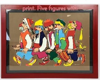 Lot 328 Jovan Obican colorful figural print. Five figures with