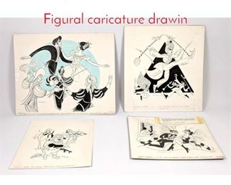 Lot 330 4pc Sam Norkin illustrations. Figural caricature drawin