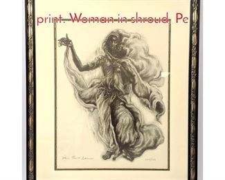 Lot 337 Ellen PowellTiberino signed print. Woman in shroud. Pe