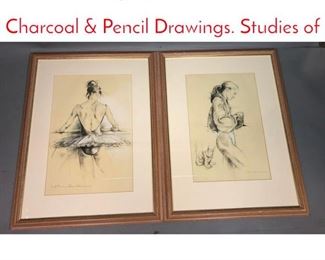 Lot 344 2pc JOHN COOMBS Charcoal Pencil Drawings. Studies of