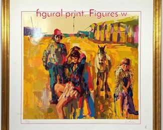 Lot 345 Nicola Simbari signed colorful figural print. Figures w