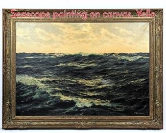 Lot 359 Signed P. Dunbar Oil Seascape painting on canvas. Yello