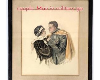 Lot 362 Signed A.F. Speer drawing of couple. Man in military ga
