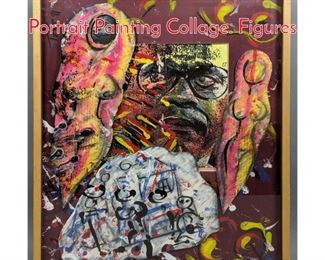 Lot 366 DAN TAG 91 Modernist Portrait Painting Collage. Figures