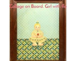 Lot 385 Susan Reed Painting and Collage on Board. Girl with flo