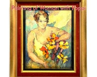 Lot 386 Edna Gass Figural Portrait Painting of Woman with Poppi