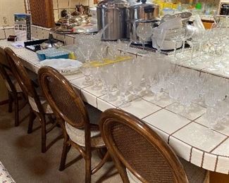 Vintage cane back counter stools or dining chairs. Set of 5. Good condition.