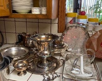 Silver plate serving pieces