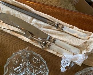 3 piece mother of pearl carving set