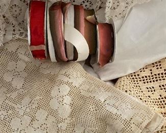 Vintage linens and ribbons
