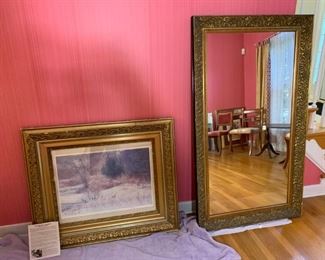 Signed Art and Large Decorative Floor Mirror https://ctbids.com/#!/description/share/276463