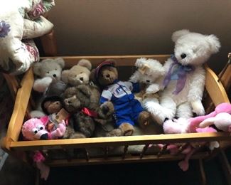 Boyd’s bears and vintage cradle