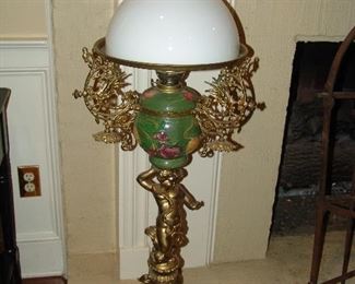 Porcelain and brass figural lamp