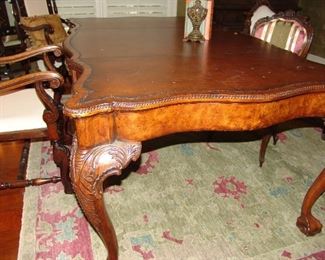 Mahogany Partner's desk with leather top