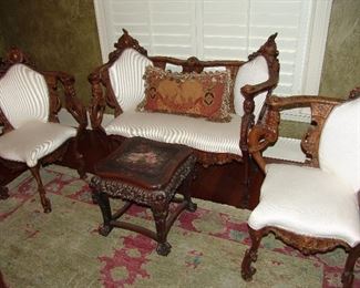 Antique figural French settee set
