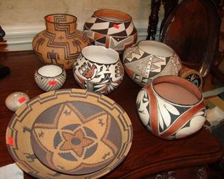 Indian pottery by  Evelyn Ortiz, Grace Hino, Carolyn Lucario, Lucy M. Lewis