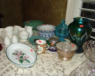 Art glass vase and Villory and Boch coffee service
