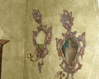 Pair French candlestick mirrors