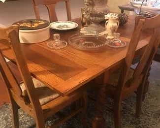 Antique oak pub table and chairs