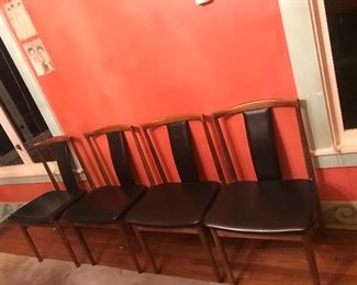 Mid century Chairs leather/ teak  to go with Dining table 