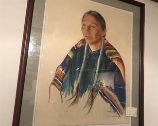 Taos Native American Pastel C.1940 artist Robert Freiman