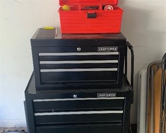 CRAFTSMAN TOOL BOX AND TOOLS INSIDE