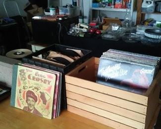 Old record players, LPs and 78's