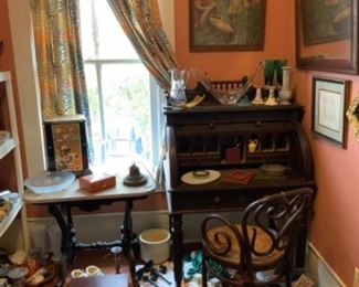 Cylinder Roll top desk & lots of small amazing pieces.