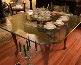 Glass top dining table