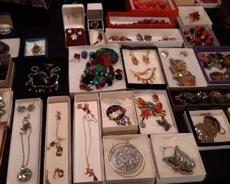 Large selection of costume jewelry.  Vintage and newer.