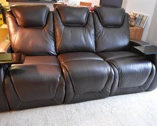 Brown Leather Theater Recliner Sofa (about a year old)