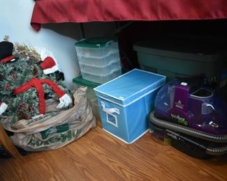 Wreaths, storage containers, carpet spot cleaner