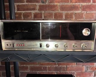 VINTAGE ELECTRONICS STEREO RECEIVER - WORKS AND IN EXCELLENT CONDITION & 8 TRACK HIDDEN SLIDING DOOR PANEL FOR 8 TRACK TAPES