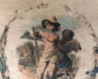 CLOSE UP VIEW OF RARE 19TH CENTURY OF STONE COLOR LITHOGRAPH OF MINNESOTA LAKE VILLAGE SCENE AND PROFESSIONALLY FRAMED.