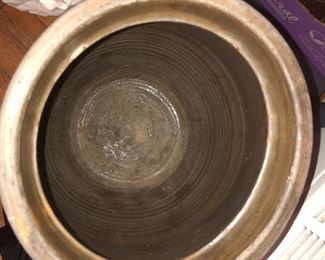 INSIDE VIEW OF THIS 19TH CENTURY VERY LARGE STONE CROCK WHICH SHOWS EXCELLENT CONDITION CONSIDERING 15O YEARS OLD.