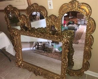 SELECTION OF SOME GOLD VINTAGE MIRRORS TO SELECT FROM.