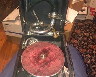 VERY RARE RUSSIAN SIGNED WIND UP PHONOGRAPH.  ANYTHING RUSSIAN IS HIGHLY COLLECTABLE,  