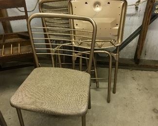 Vintage mid century folding chairs that were popular for playing bridge or for extra cocktail party seating.  